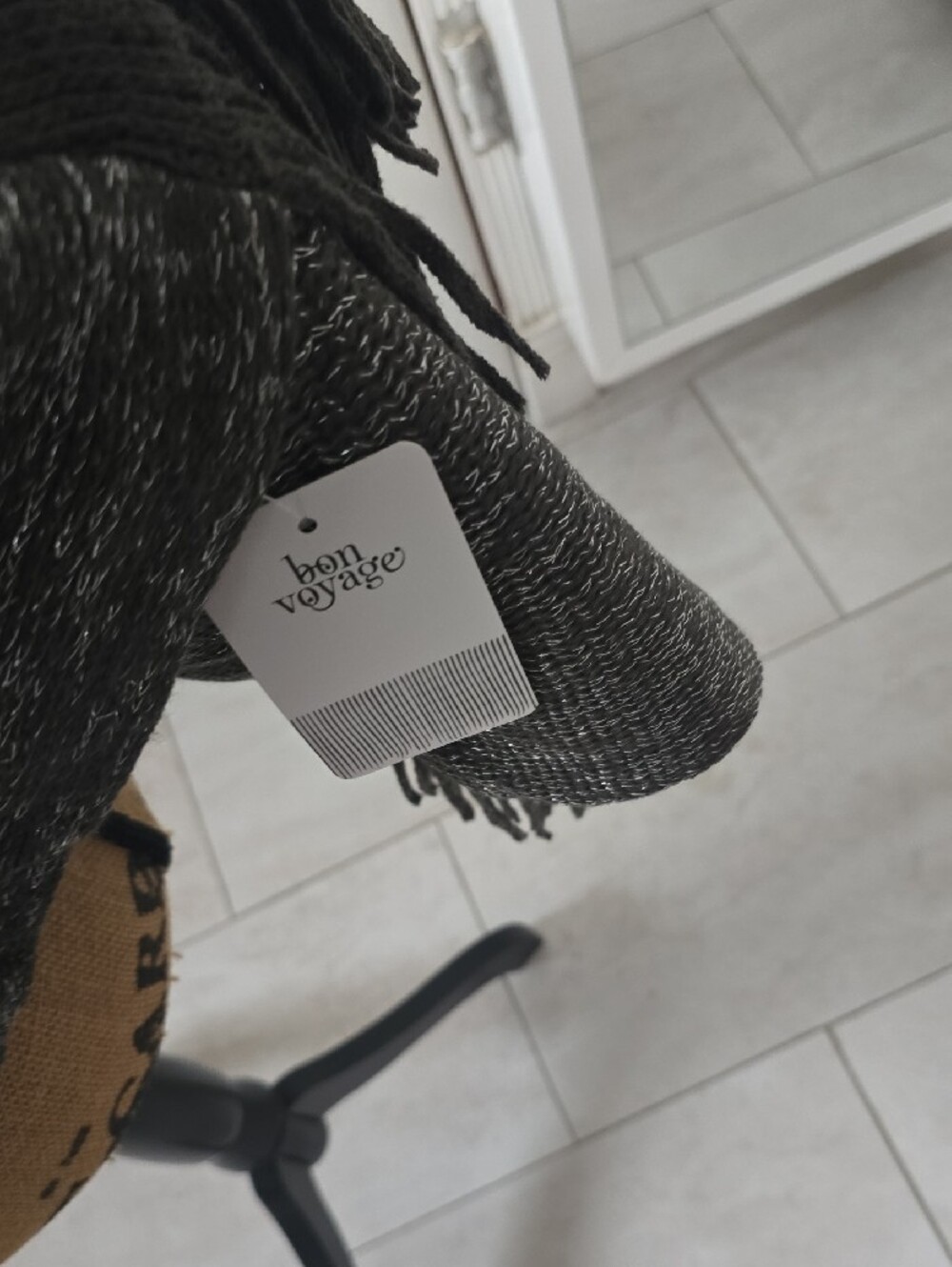 Bon Voyage Silver Sparkle & Gray Marled Fringe Poncho - Picture 3 of 3